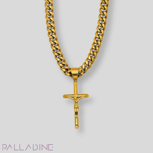 CROSS PENDANT WITH CHAIN - GOLD