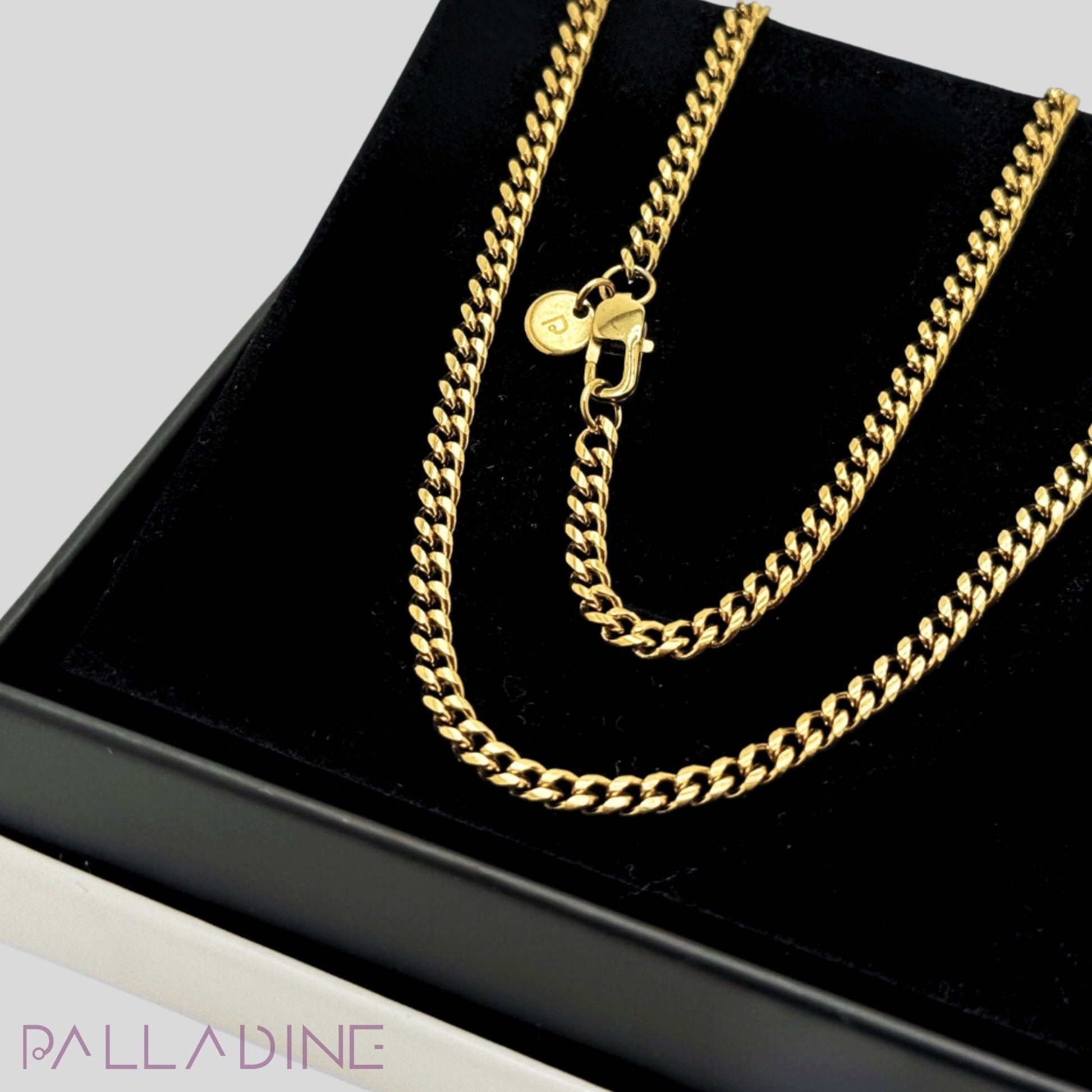 Cuban Link Set (3.5mm) in gold. This long lasting luxury jewelry set is plated with 18k gold for a durable touch.