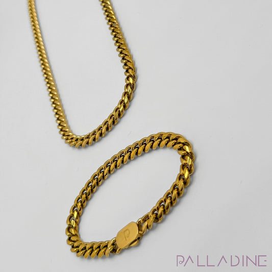 CUBAN LINK CHAIN SET 8MM GOLD