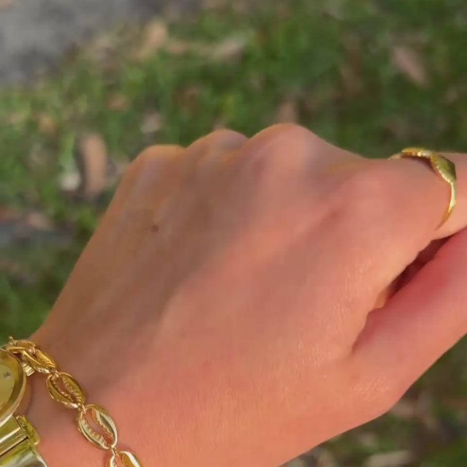 Cowrie and shell rings set gold water proof beach jewelry permanent beach summer jewelry 