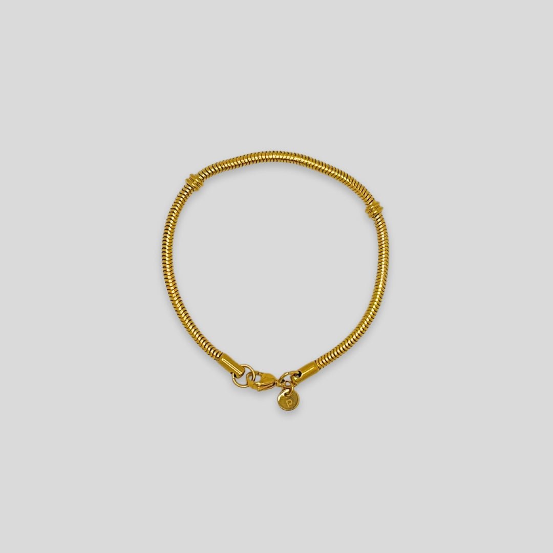 3mm stainless steel snake bracelet with 18K GOLD plating, featuring a sleek and elegant design